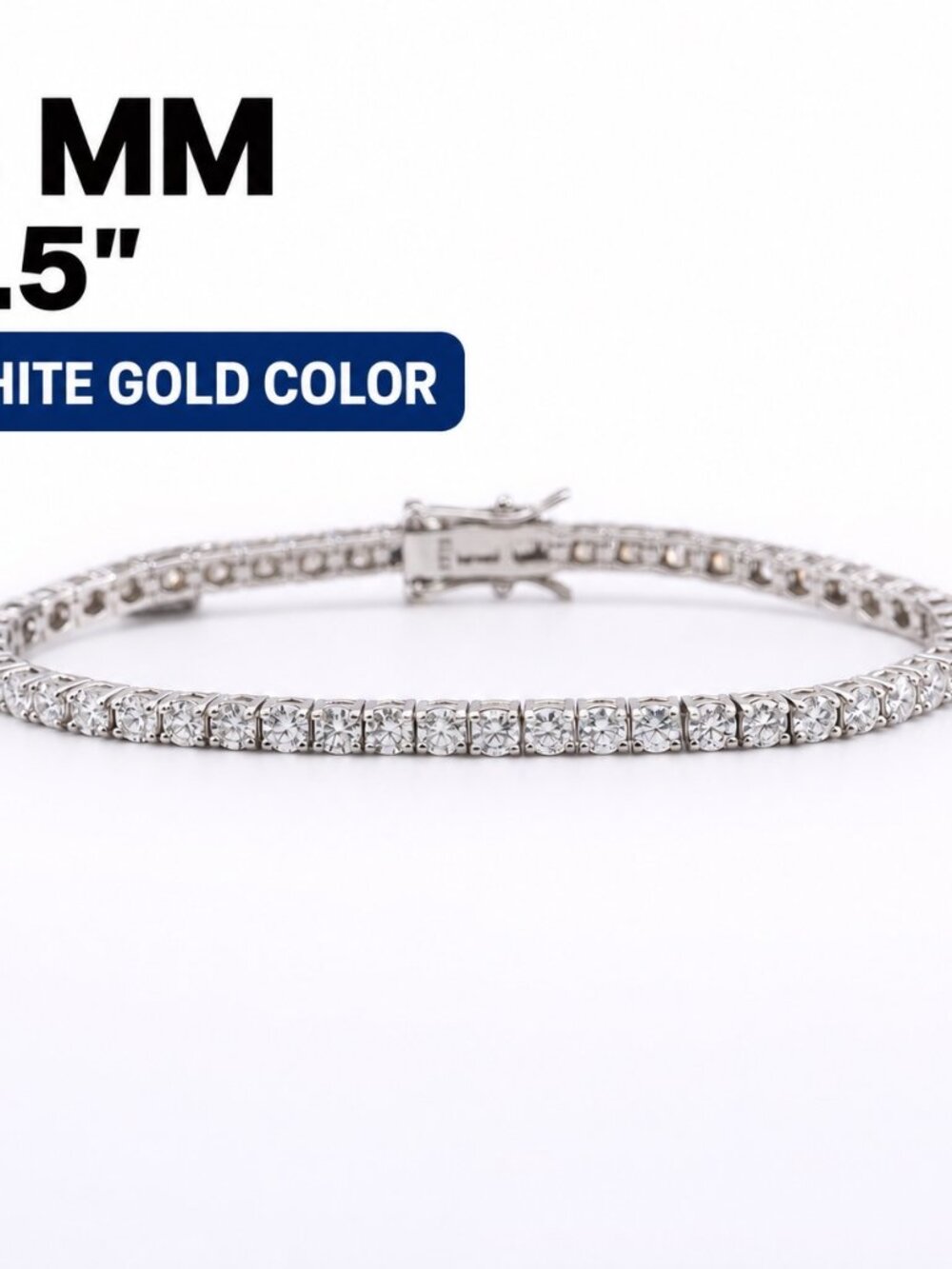 LEKANI 3mm Moissanite Tennis Bracelet S925 Silver 6.5 in